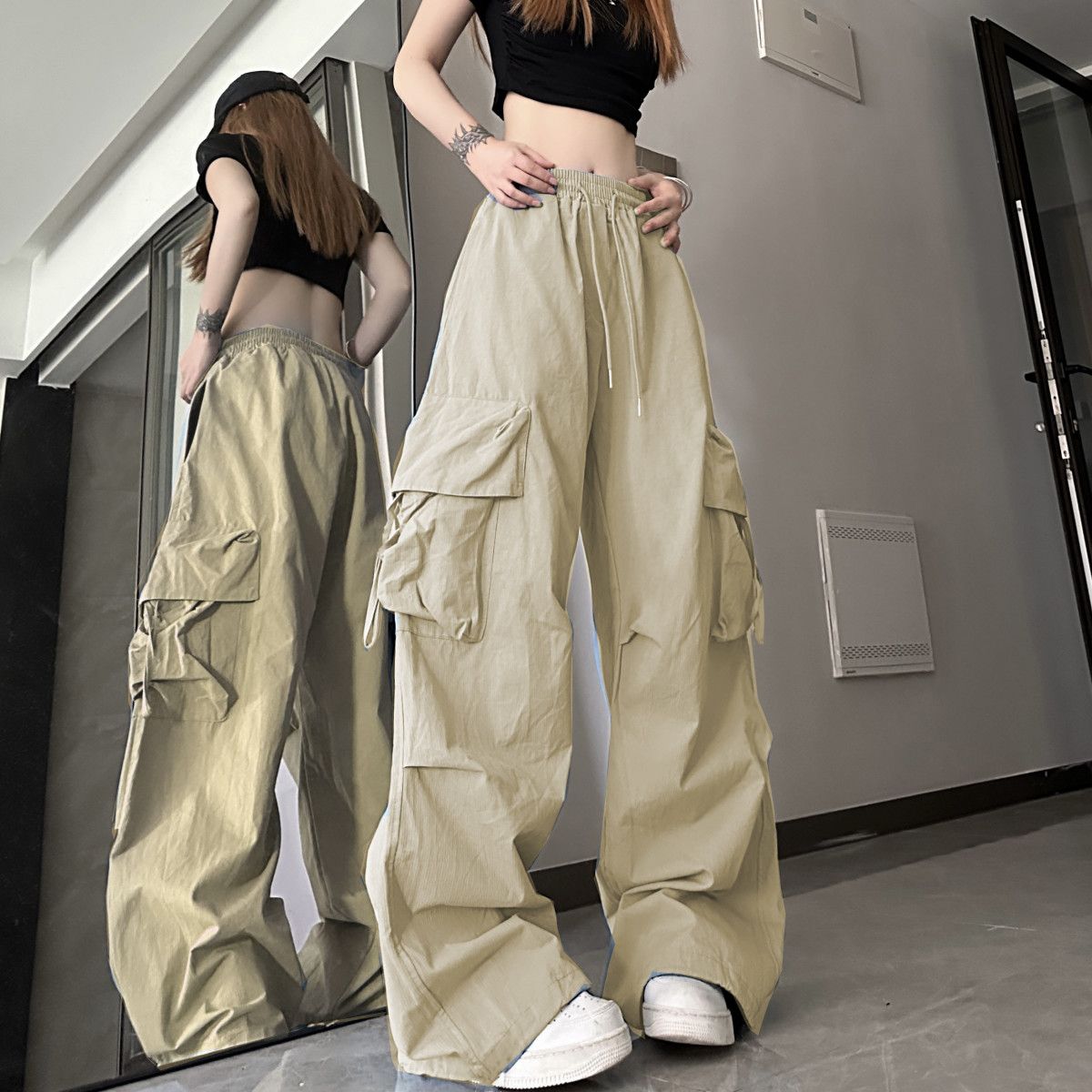 Maillard straight wide-leg Parachute cargo pants