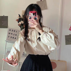 Doll Collar Shirt Long Sleeve Loose Shirt Chic Sweet Top