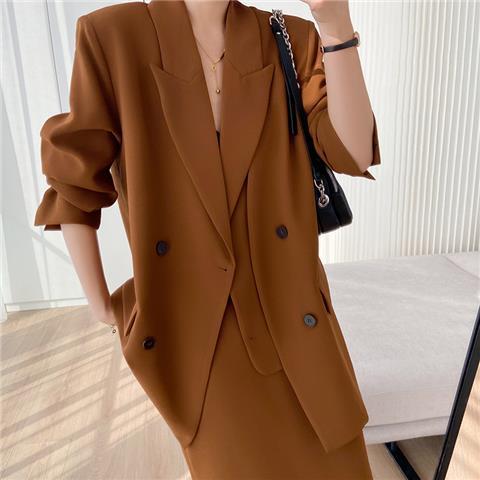 Korean style fashionable temperament drape not easy to wrinkle two-piece set Blazer & Skirt suit