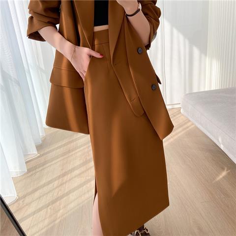 Korean style fashionable temperament drape not easy to wrinkle two-piece set Blazer & Skirt suit