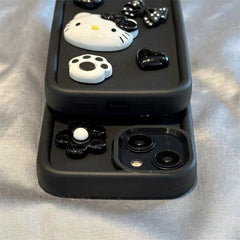 Premium 3D Hello Kitty iPhone Case in Elegant Black - Luxurious High-End Design for Style and Protection