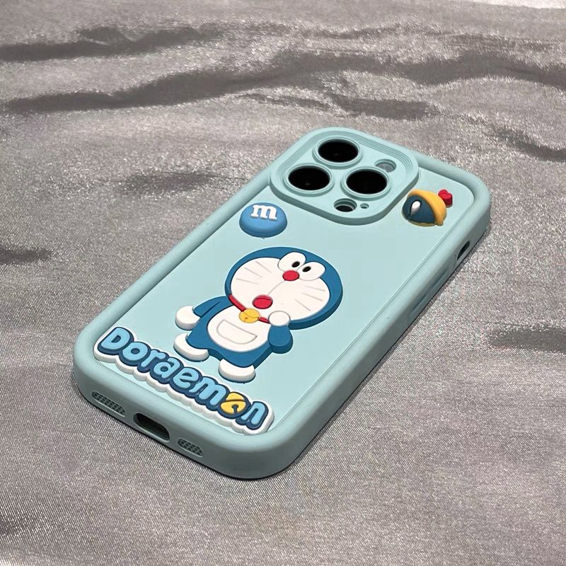 Sophisticated 3D Doraemon iPhone Case in Luxe Black - Elevate Your Style with High-End Design and Premium Protection