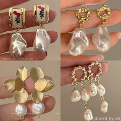 French Baroque Pearl Earrings Light Luxurious High-end Earrings