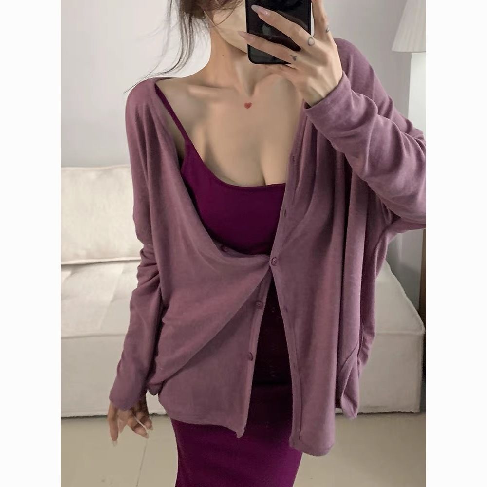 Purple suspender dress Hot little mother's long skirt, slim waist, tight and beautiful hip-hugging fishtail Dress