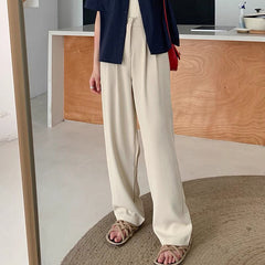 Korean Wide-leg drapey trousers, high-waisted, versatile loose, casual suit formal trousers