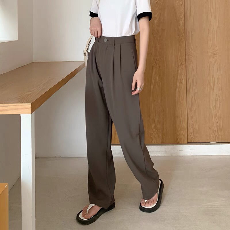 Korean Wide-leg drapey trousers, high-waisted, versatile loose, casual suit formal trousers