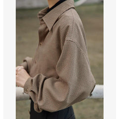 Retro Hong Kong style long-sleeved loose layered shirt