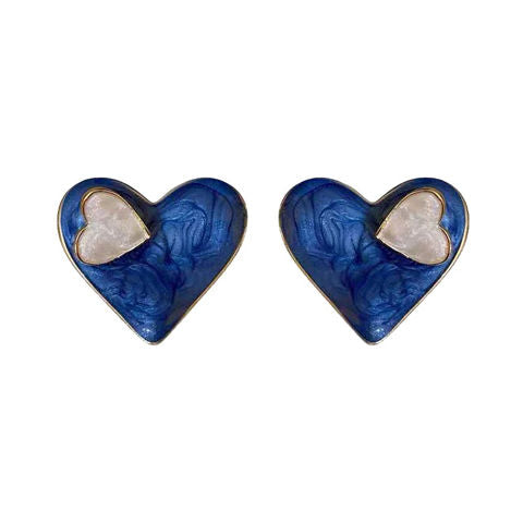 Asymmetric blue advanced exaggerated unique design earrings for women