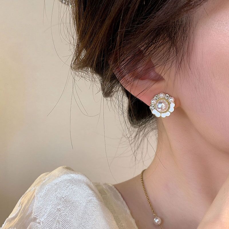 Simple and versatile pearl earrings new trendy Internet celebrity temperament earrings