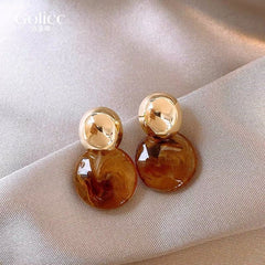 Retro Maillard style unique tiger eye stone earrings for women light luxury versatile high-end earrings