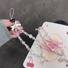 Gentle girly pink fishtail chain diy handmade charms pendant universal for all mobile phone cases ins wrist strap