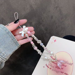 Gentle girly pink fishtail chain diy handmade charms pendant universal for all mobile phone cases ins wrist strap