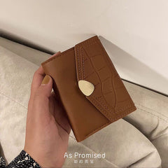 Women's exquisite high-end folding summer short card holder leather purse