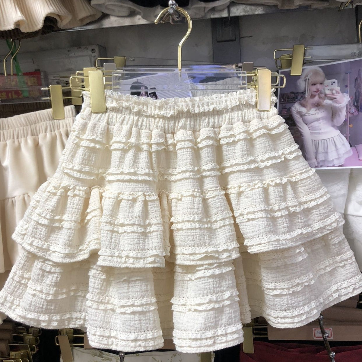 Spring sweet ballet style soft girl lace fluffy cake short skirt