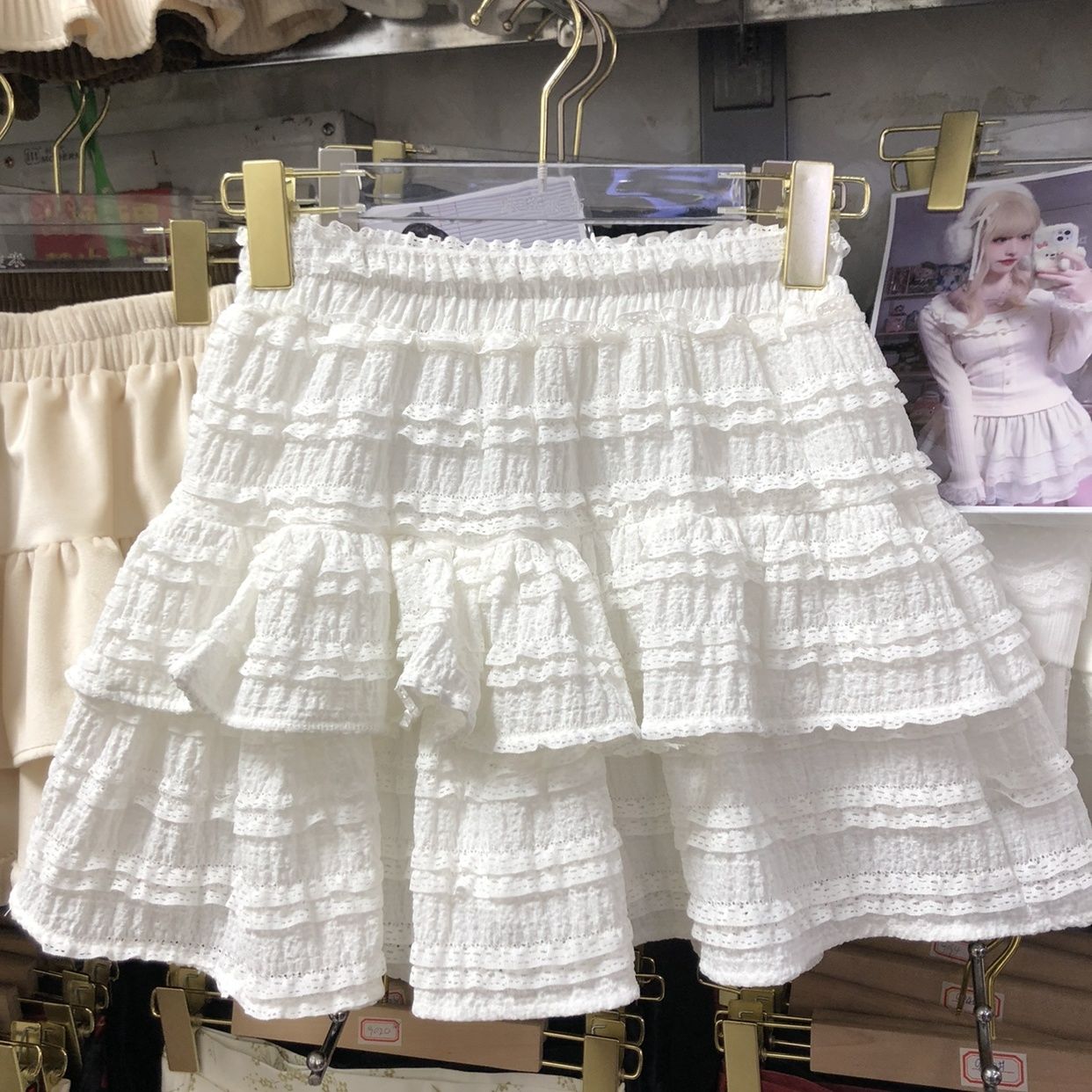 Spring sweet ballet style soft girl lace fluffy cake short skirt