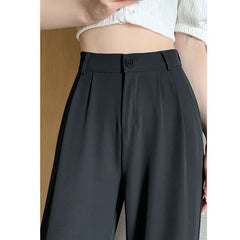 Wide-leg high-waisted drapey casual summer thin suit trousers