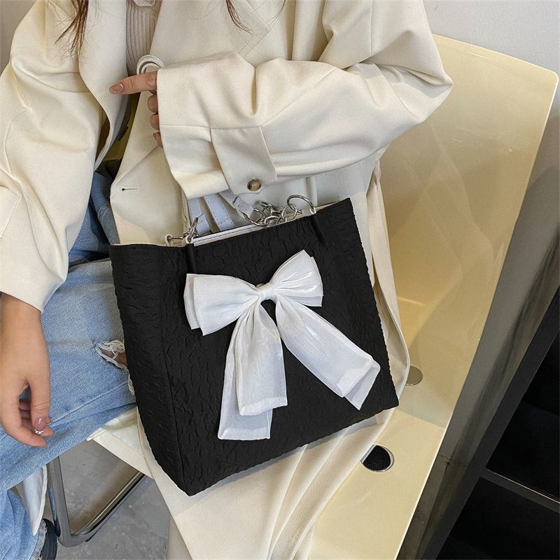 Korean style bow tote bag summer large capacity canvas cute single bag