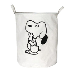 Classic Style Laundry Basket with Snoopy Design, Cotton Linen Canvas Fabric Storage Hamper for Various Rooms, Durable Organizer with Multiple Components