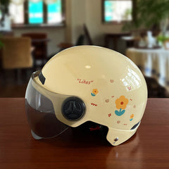 3C Certified National Standard Helmet with Small Floral Pattern - Electric Scooter, Motorcycle, and E-Bike Helmet, All-Season Universal Safety Helmet