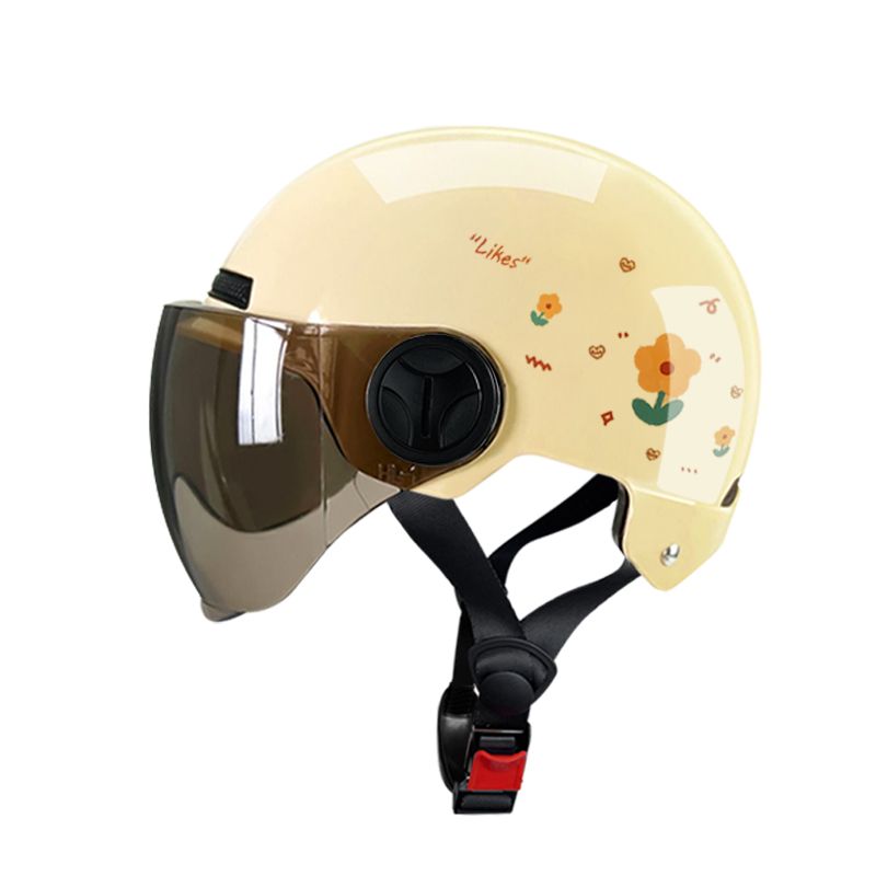 3C Certified National Standard Helmet with Small Floral Pattern - Electric Scooter, Motorcycle, and E-Bike Helmet, All-Season Universal Safety Helmet