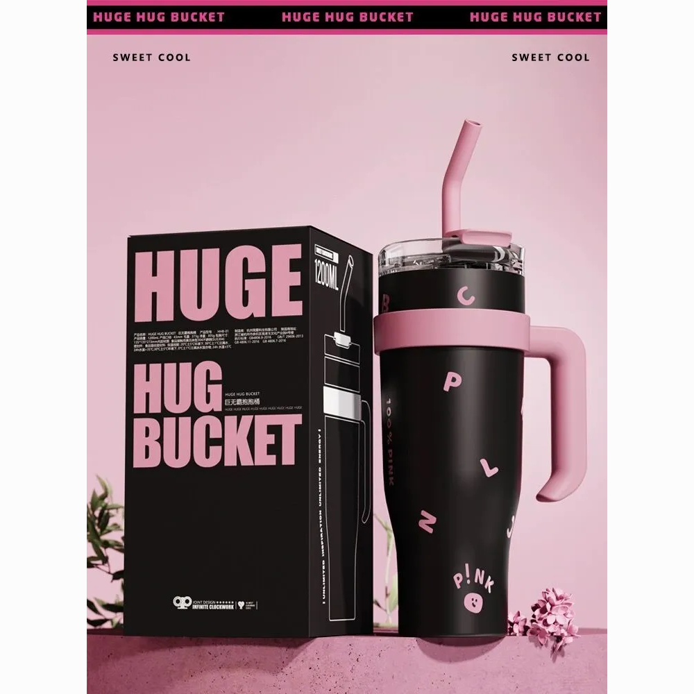 BLACKPINK Insulated Mug - Jumbo Ice Mug, Large Capacity Coffee Cup, Portable, Stylish Straw Cup for Women