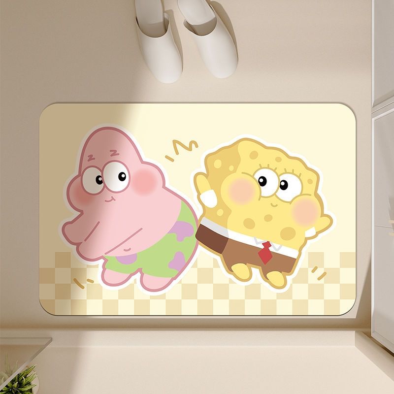 Cartoon Bathroom Mat: Diatomaceous earth absorbent foot mat, non-slip and thickened carpet