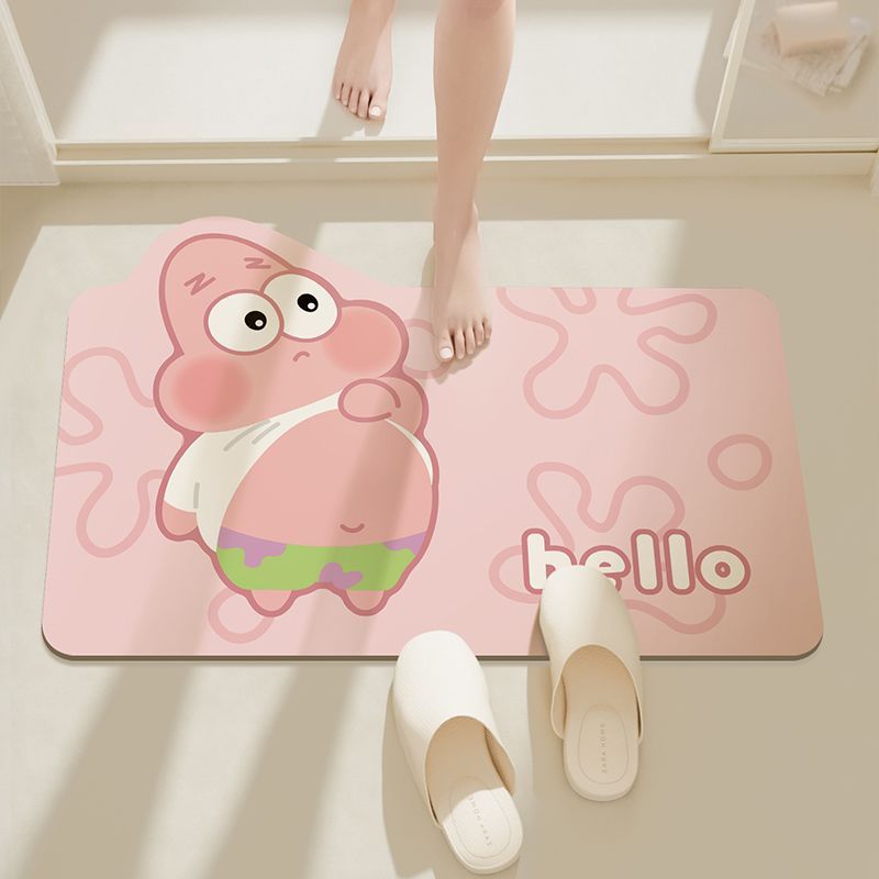 Cartoon Bathroom Mat: Diatomaceous earth absorbent foot mat, non-slip and thickened carpet