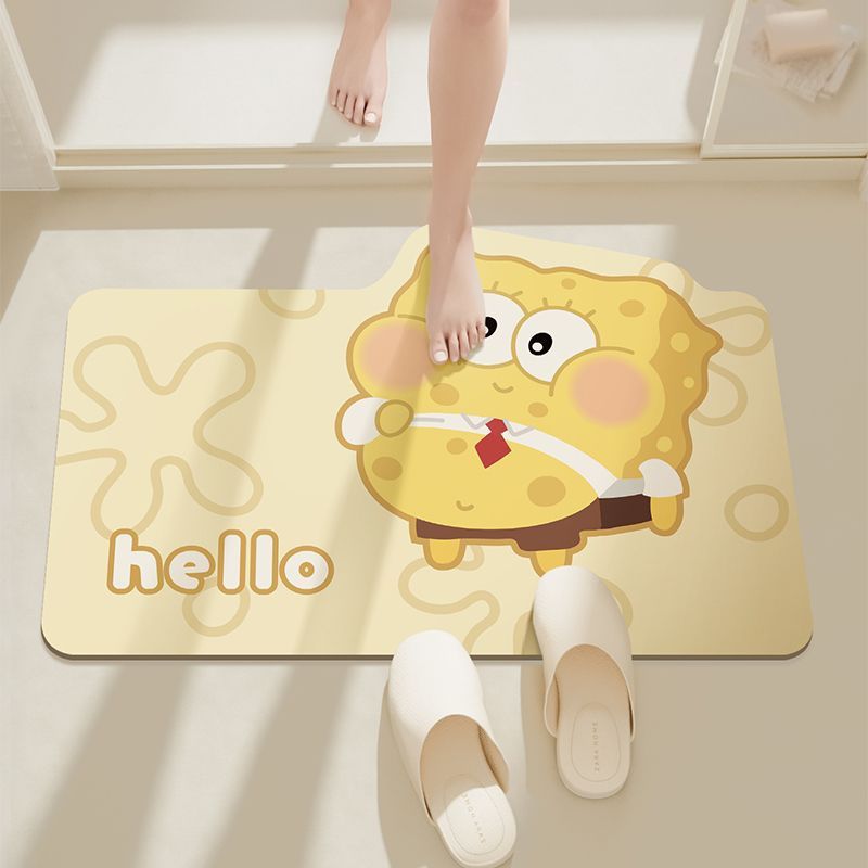 Cartoon Bathroom Mat: Diatomaceous earth absorbent foot mat, non-slip and thickened carpet