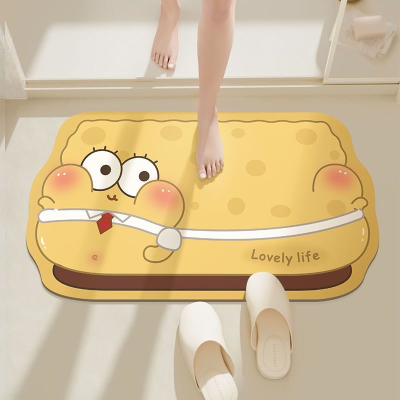 Cartoon Bathroom Mat: Diatomaceous earth absorbent foot mat, non-slip and thickened carpet