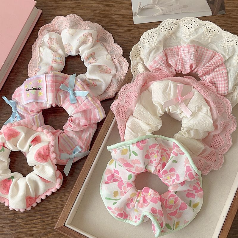 Korean Cute Princess Ballet Hairband - Large Bow with Lace Edges Scrunchies