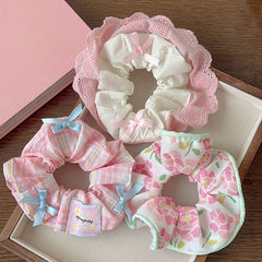 Korean Cute Princess Ballet Hairband - Large Bow with Lace Edges Scrunchies