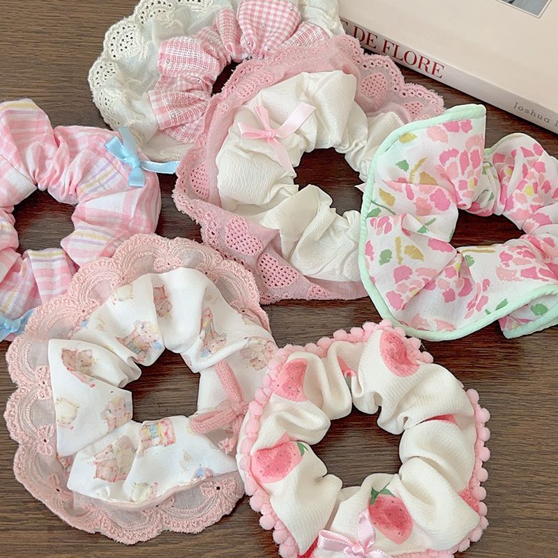 Korean Cute Princess Ballet Hairband - Large Bow with Lace Edges Scrunchies