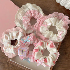 Korean Cute Princess Ballet Hairband - Large Bow with Lace Edges Scrunchies