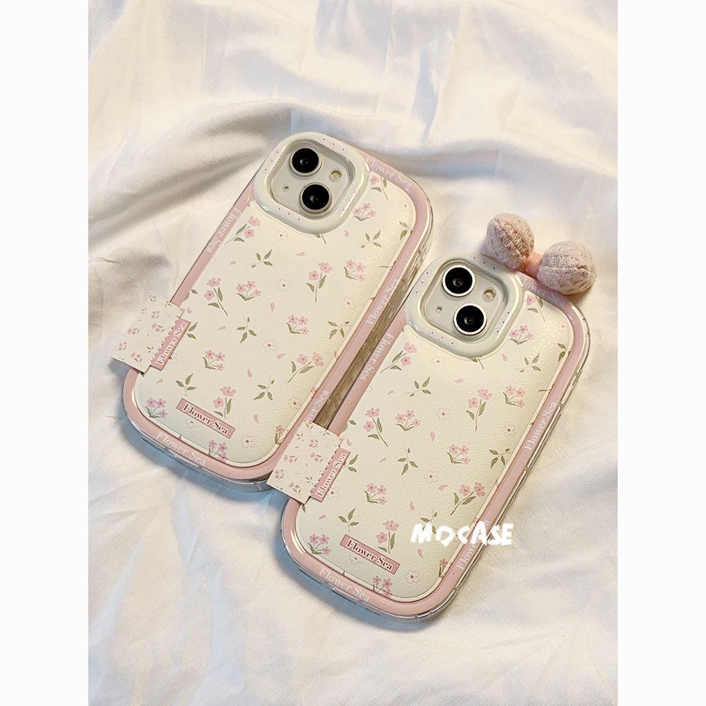 Three-dimensional bow small floral puff case for iPhone