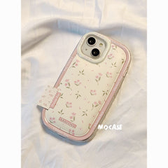 Three-dimensional bow small floral puff case for iPhone