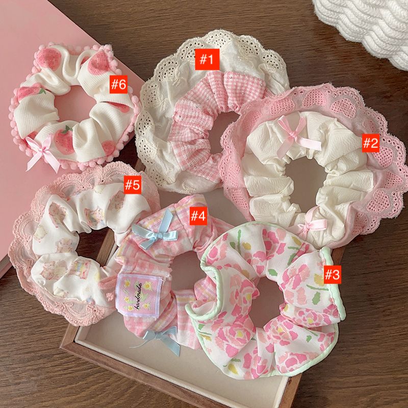 Korean Cute Princess Ballet Hairband - Large Bow with Lace Edges Scrunchies