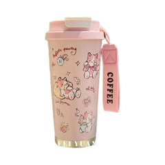 Unique Lucky Cat Insulated Cup – Aesthetic 316 Stainless Steel Straw Coffee Tumbler