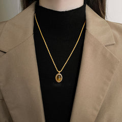 Milad Tiger's Eye Necklace – Elegant Light Luxury Pendant for Women, Versatile Choker and Sweater Chain