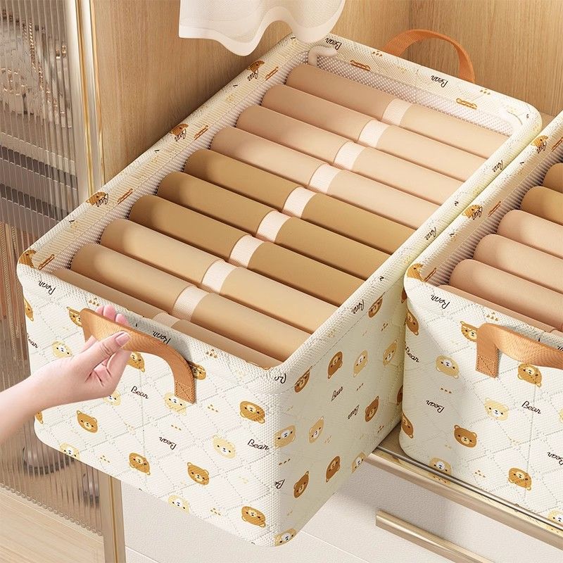 Layered Fabric Storage Bin - Foldable Closet Storage Box