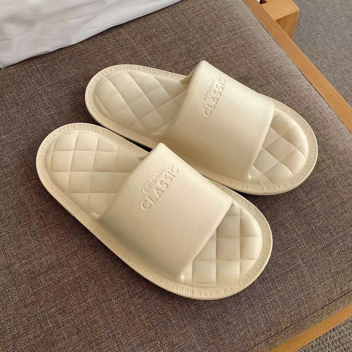 Minimalist EVA Quilted Slippers - Summer Anti-Slip Soft Sole Slides for Men & Women.