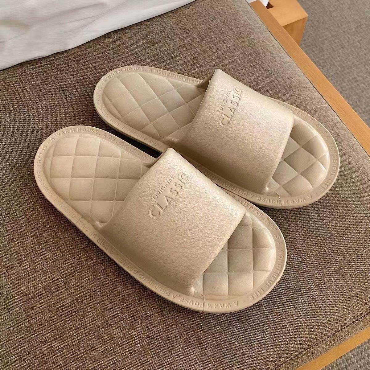 Minimalist EVA Quilted Slippers - Summer Anti-Slip Soft Sole Slides for Men & Women.