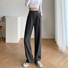 Black High-Waist Wide-Leg Formal Pants