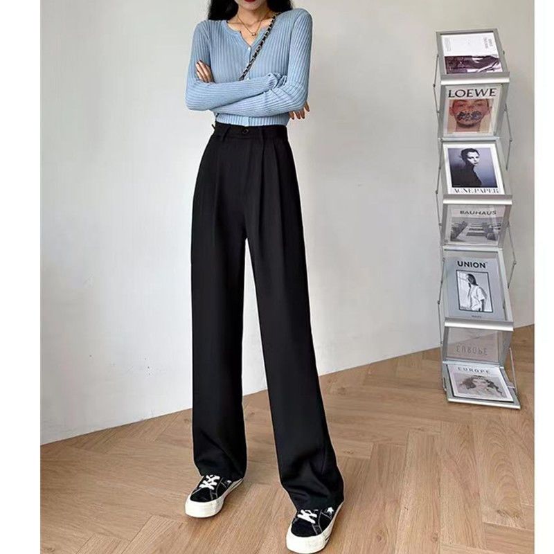 Black High-Waist Wide-Leg Formal Pants