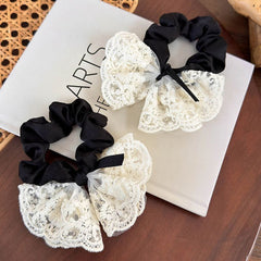 Sweet Lace Bow Hair Tie – Vintage Embroidered Korean Style