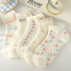 Thin Mesh Breathable Short Socks for Women | Cute INS Style Lace Boat Socks, Japanese Fresh Design