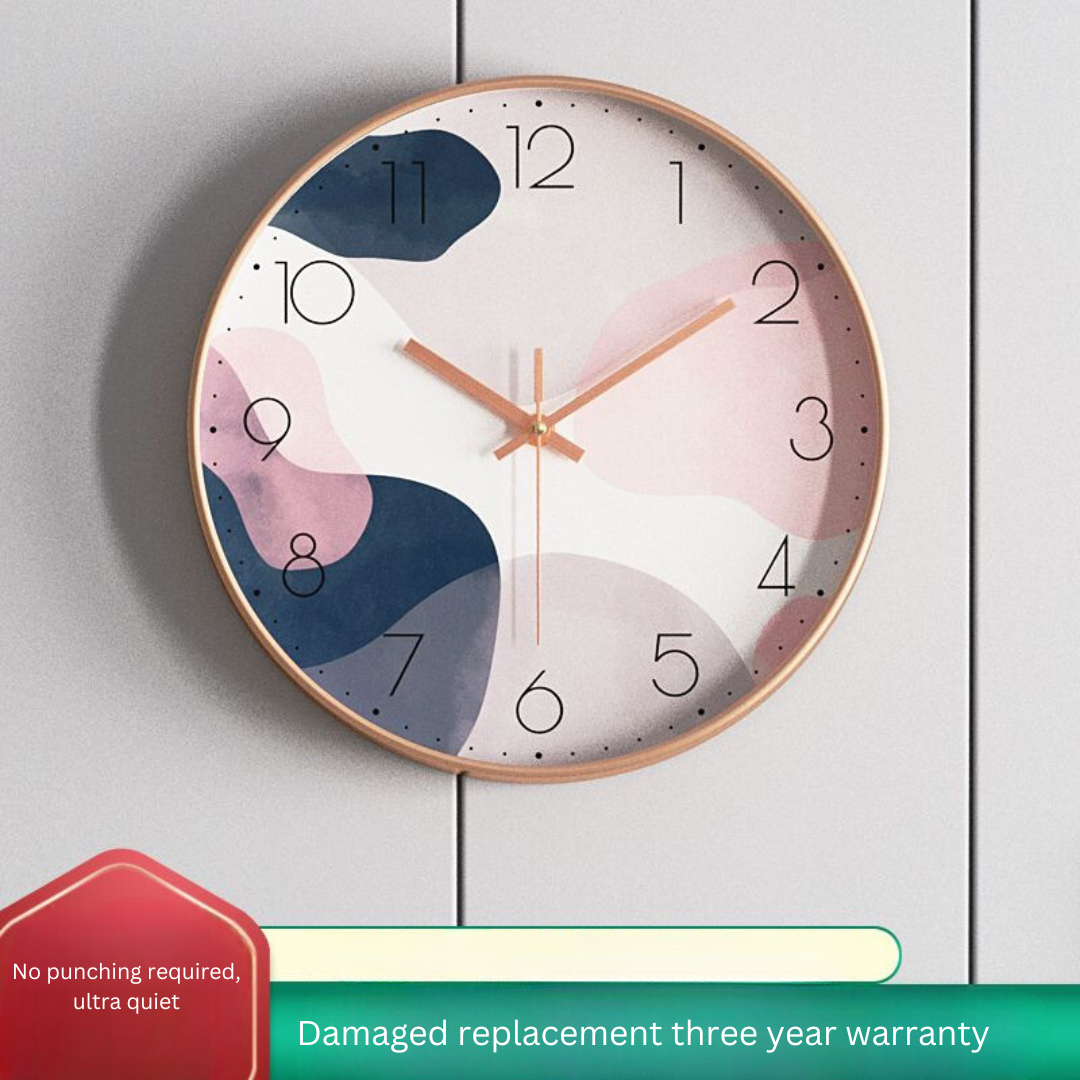 Silent Quartz Wall Clock – Creative Artistic Design for Living Room, Non-Punch Installation