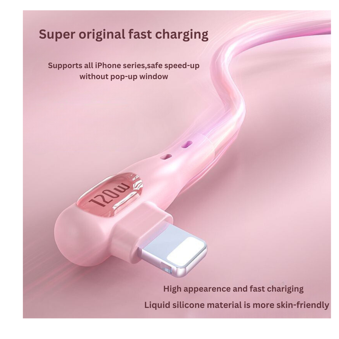 Curved Fast Charging Cable for iPhone  Compatible with iPhone 14/11/7/8/6, USB, Game-Friendly Design.