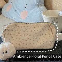 Fresh Floral Pencil Case – Stylish Storage Bag for Students, Makeup, and Desk Organization