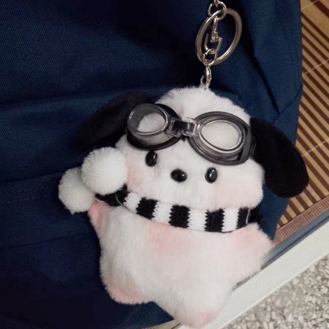 Cute Pochacco Bag Charm – Trendy Plush Doll Keychain for Backpacks & Accessories