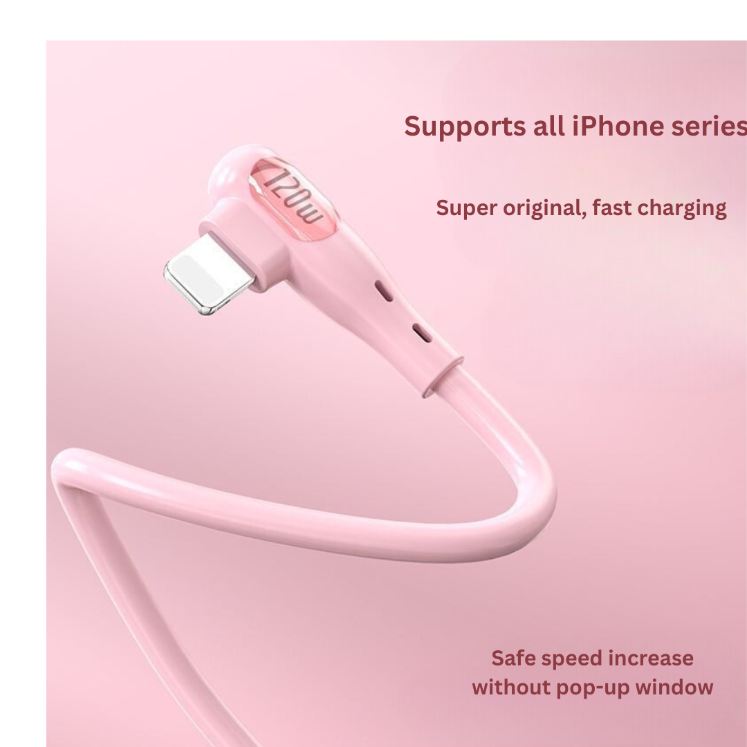 Curved Fast Charging Cable for iPhone  Compatible with iPhone 14/11/7/8/6, USB, Game-Friendly Design.